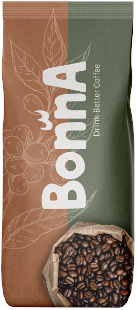 Bonna coffee bag in terracotta and olive with botanical detailing